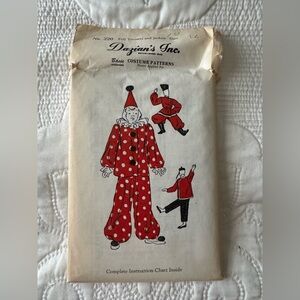 Vintage Dazian's Inc. Clown Costume Pattern - Red & White pattern art - uncut